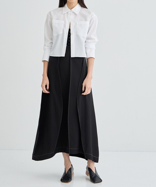 IHNN(イン)の「【IHNN/イン】SATIN STITCH SKIRT/サテンステッチスカート(スカート・レディース・ブラック・36/38)」の2枚目の写真
