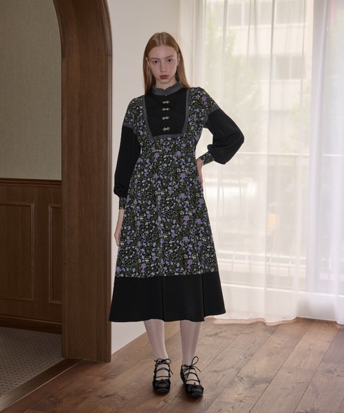 idem（イデム）の「vintage flower china onepiece/花柄チャイナOP 