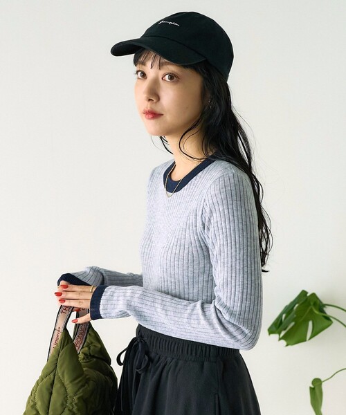 FREAK'S STORE（フリークスストア）の「ウォッシャブル リンガーニット/リブニット（ニット/セーター・レディース・グレー/オフホワイト/ベージュ・ﾌﾘ-）」の9枚目の写真