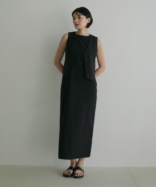 アンヌーク anuke ロングワンピース　ブラック　袖ゴム仕様 anuke アンヌーク 2025SpringSummer ワンピース Twill Uneck