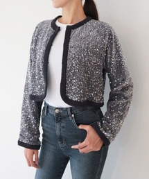 新品 Torrazzo Donna ベロア刺繍ヴィンテージ調ノーカラージャケット Torrazzo Donna（トラッゾドンナ）の「ベロア金刺繍ノーカラー