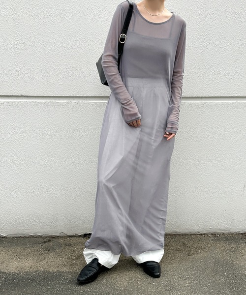 select MOCA by son(セレクトモカバイソン)の「【定番】シアーストレッチロングワンピース(ワンピース・レディース・アイボリー/グレー/ブラック・MEDIUM/LARGE)」の6枚目の写真