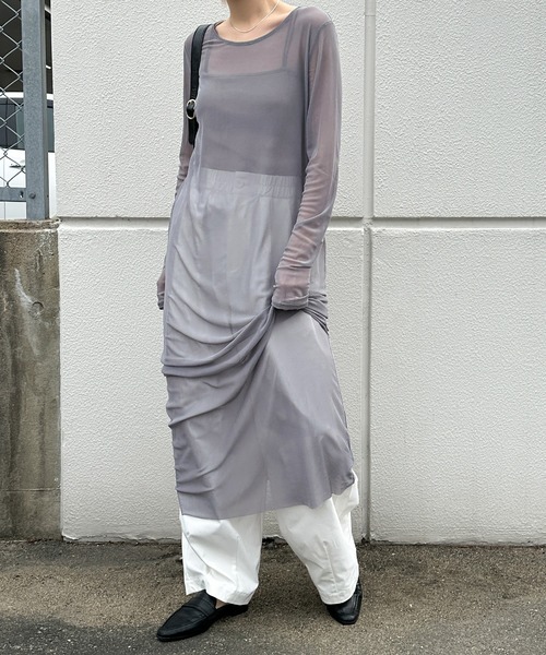select MOCA by son(セレクトモカバイソン)の「【定番】シアーストレッチロングワンピース(ワンピース・レディース・アイボリー/グレー/ブラック・MEDIUM/LARGE)」の7枚目の写真