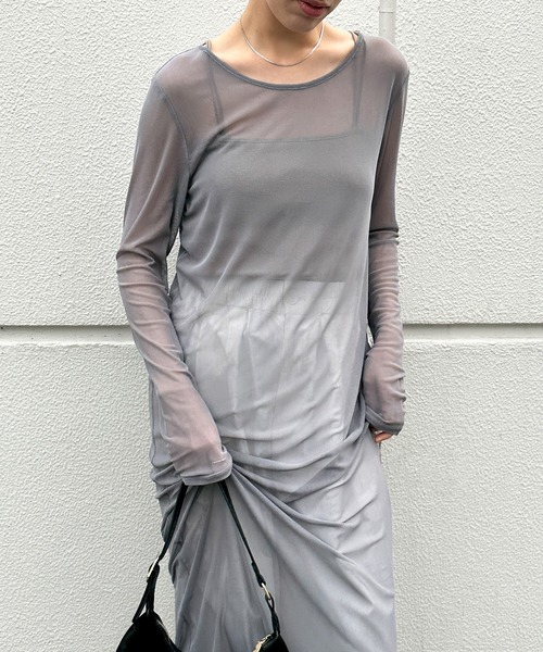 select MOCA by son(セレクトモカバイソン)の「【定番】シアーストレッチロングワンピース(ワンピース・レディース・アイボリー/グレー/ブラック・MEDIUM/LARGE)」の8枚目の写真