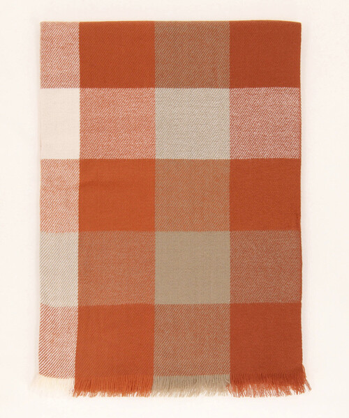 COMME CA(コムサ)の「ブロックチェック ストール(ストール/ショール・レディース・オレンジ・FREE)」の1枚目の写真