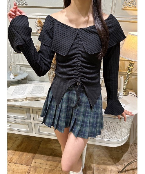 PHILLY（フィリー）の「【PHILLY】レースアップオフショルトップス（Tシャツ/カットソー・レディース・ブラック/アイボリー・FREE）」の15枚目の写真
