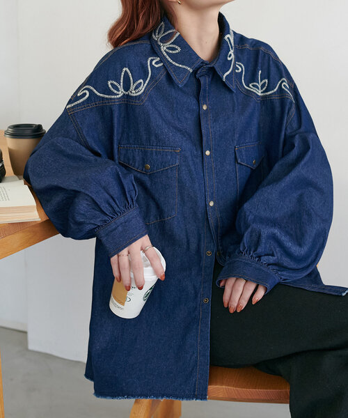 【SS先行予約】デニム刺繍ウエスタンシャツ（シャツ/ブラウス）｜DISCOAT（ディスコート）