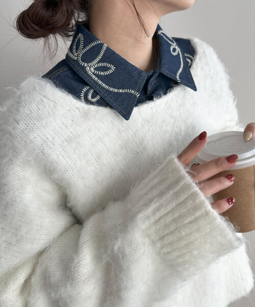 DISCOAT(ディスコート)の「デニム刺繍ウエスタンシャツ(シャツ/ブラウス・レディース・ネイビー/ブルー・FREE)」の10枚目の写真