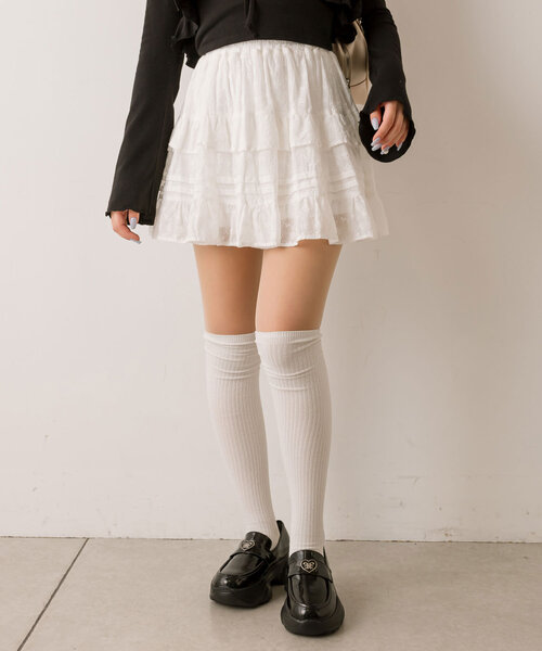 OLIVE des OLIVE（オリーブデオリーブ）の「ティアードミニフリルスカート（スカート・レディース・オフホワイト/レオパード/ホワイト系その他・FREE）」の12枚目の写真