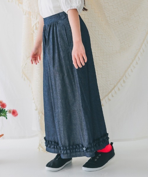 NHT（エヌエイチティー）の「NHT/エヌエイチティー フリルロングパンツ（その他パンツ・キッズ・ブルー系その他7/ベージュ系その他6/ブラック・120cm/130cm/140cm/150cm/160cm/110cm）」の3枚目の写真