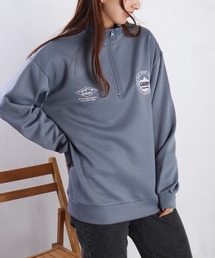 GERRY ブランドロゴ刺繍 シルクタッチ ハーフジップ 長袖
