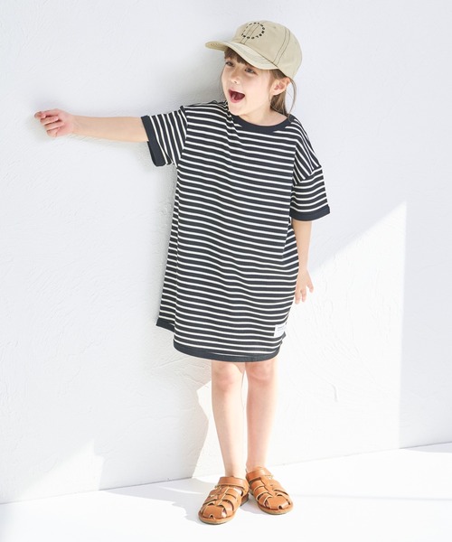 pairmanon(ペアマノン)の「【リンクコーデ】【ふんわりワッフル】ボーダー パイピングワンピース(ワンピース・キッズ・ホワイト系その他/ピンク系その他/ブラック系その他/ブラウン/ピンク系その他2・140/120/110/150/100/90/130)」の3枚目の写真