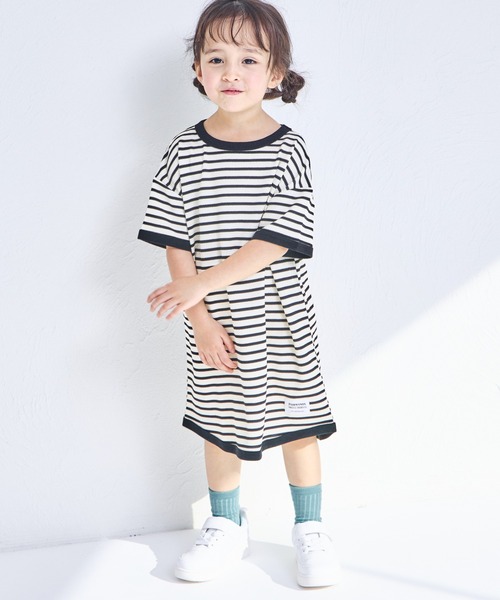 pairmanon(ペアマノン)の「【リンクコーデ】【ふんわりワッフル】ボーダー パイピングワンピース(ワンピース・キッズ・ホワイト系その他/ピンク系その他/ブラック系その他/ブラウン/ピンク系その他2・140/120/110/150/100/90/130)」の6枚目の写真