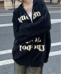 B.I.D.（ビーアイディー）の「《ダメージ加工ニットロゴジップルーズパーカー/グランジ Y2K（MA/EK92）（パーカー）」