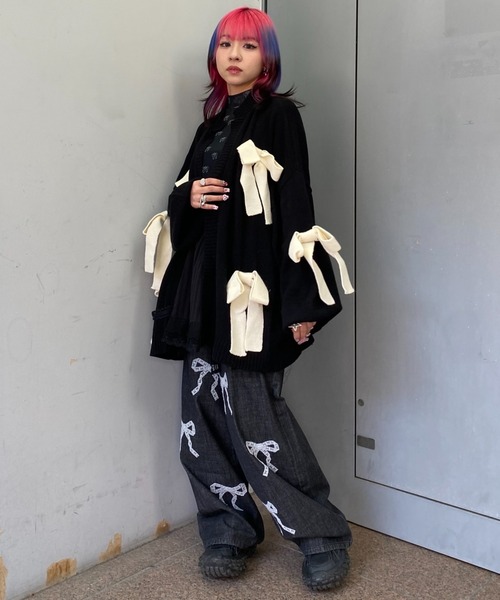 Candy Stripper（キャンディストリッパー）の「RIBBON KNIT カーディガン（カーディガン/ボレロ・レディース・アイボリー/ブラック/レッド・FREE）」の14枚目の写真