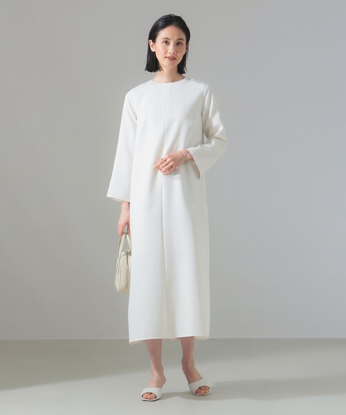 Demi-LuxeBEAMSヴィスコースバックタックロングスリーブ ワンピース Demi-Luxe BEAMS ワンピース ヴィスコース バックタック ロング