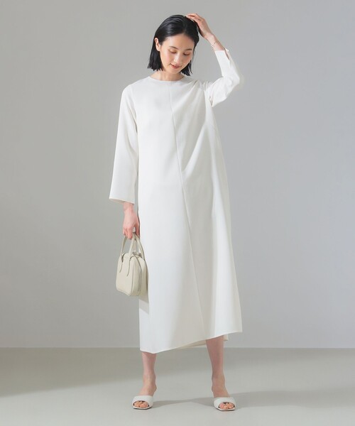 Demi-Luxe BEAMS（デミルクス ビームス）の「ヴィスコース バックタック ロングスリーブ ワンピース（ワンピース・レディース・ネイビー/オフホワイト・36/38）」の12枚目の写真