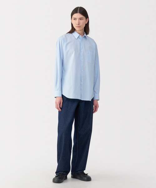 MUJI Labo(ムジラボ)の「〔MUJI Labo〕紳士 ポプリンレギュラーカラーシャツ(シャツ/ブラウス・メンズ・サックスブルー/ライトグレー/ブルー系/ホワイト・S/M/L/XL)」の4枚目の写真