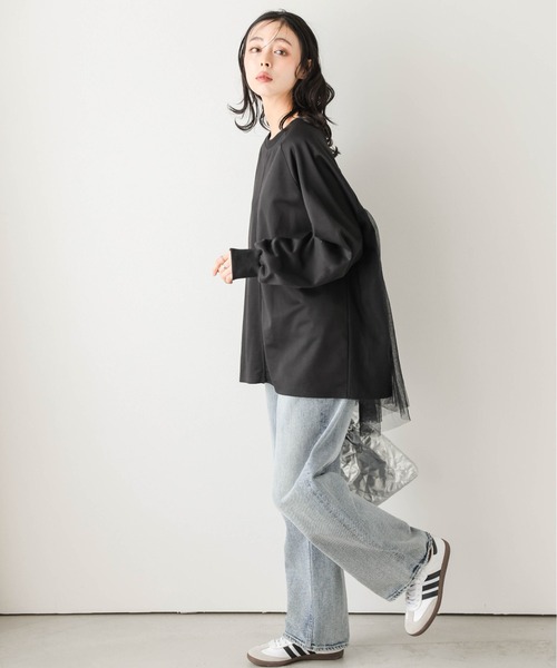 SUGAR BISKET（シュガービスケット）の「バックチュール 異素材切り替えプルオーバー（Tシャツ/カットソー・レディース・ホワイト/ブラック/グレー・フリー）」の15枚目の写真