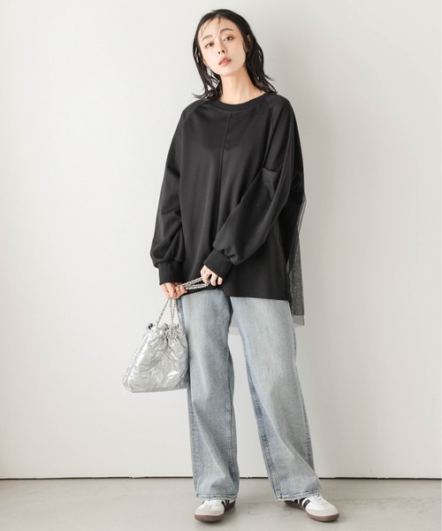 SUGAR BISKET（シュガービスケット）の「バックチュール 異素材切り替えプルオーバー（Tシャツ/カットソー・レディース・ホワイト/ブラック/グレー・フリー）」の18枚目の写真
