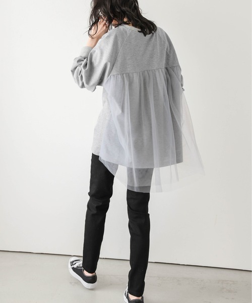 SUGAR BISKET（シュガービスケット）の「バックチュール 異素材切り替えプルオーバー（Tシャツ/カットソー・レディース・ホワイト/ブラック/グレー・フリー）」の21枚目の写真