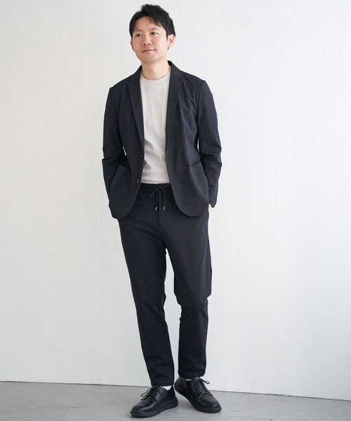 IKKA LOUNGE（イッカラウンジ）の「【雑誌MonoMax4月号掲載】GOKU楽ワーク速乾鹿の子ジャケット【セットアップ対応】（テーラードジャケット・メンズ・ブラック/ベージュ/ネイビー・S/M/L/XL）」の6枚目の写真