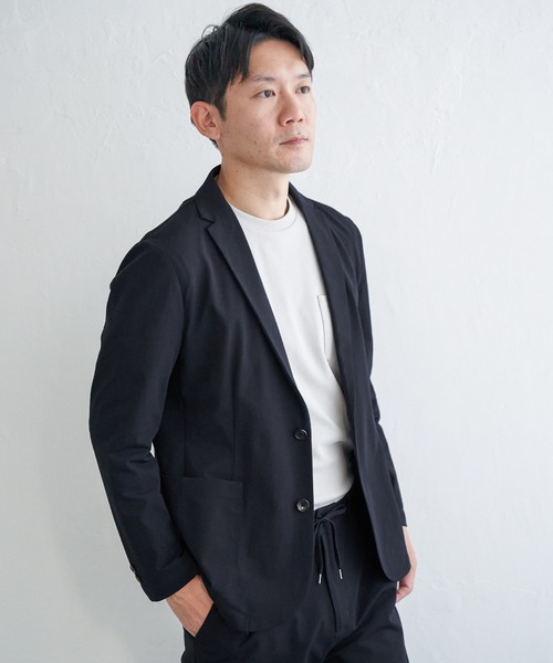 IKKA LOUNGE（イッカラウンジ）の「【雑誌MonoMax4月号掲載】GOKU楽ワーク速乾鹿の子ジャケット【セットアップ対応】（テーラードジャケット・メンズ・ブラック/ベージュ/ネイビー・S/M/L/XL）」の7枚目の写真