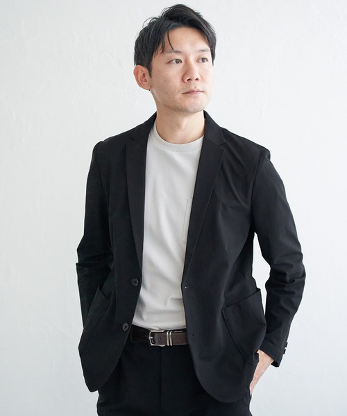 IKKA LOUNGE（イッカラウンジ）の「【雑誌MonoMax4月号掲載】GOKU楽ワーク速乾鹿の子ジャケット【セットアップ対応】（テーラードジャケット・メンズ・ブラック/ベージュ/ネイビー・S/M/L/XL）」の5枚目の写真