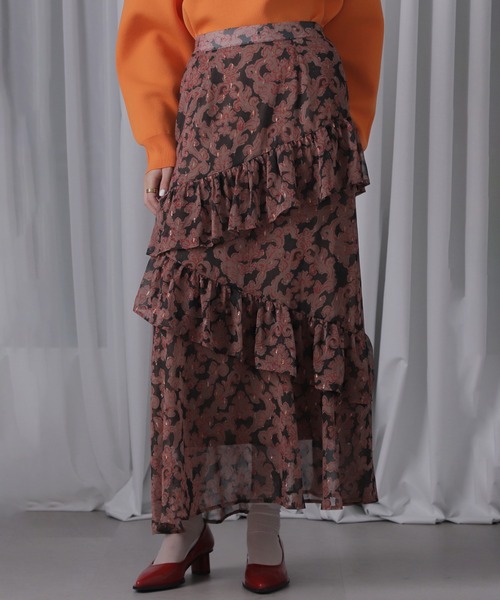 ROSE BUD（ローズバッド）の「オリジナルプリントスカート（スカート・レディース・グリーン/ブラウン・ONE SIZE）」の6枚目の写真