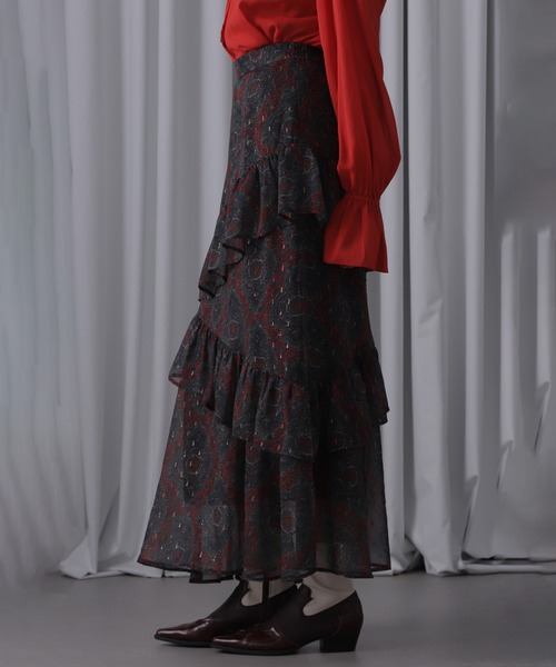 ROSE BUD（ローズバッド）の「オリジナルプリントスカート（スカート・レディース・グリーン/ブラウン・ONE SIZE）」の18枚目の写真