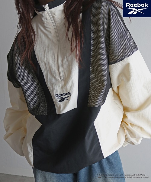 COURO（コウロ）の「【Reebok/リーボック】 別注 レトロデザインナイロンスタンドアノラック（ナイロンジャケット・レディース・ブラック/アイボリー/チャコールグレー・M/XL/L）」の7枚目の写真