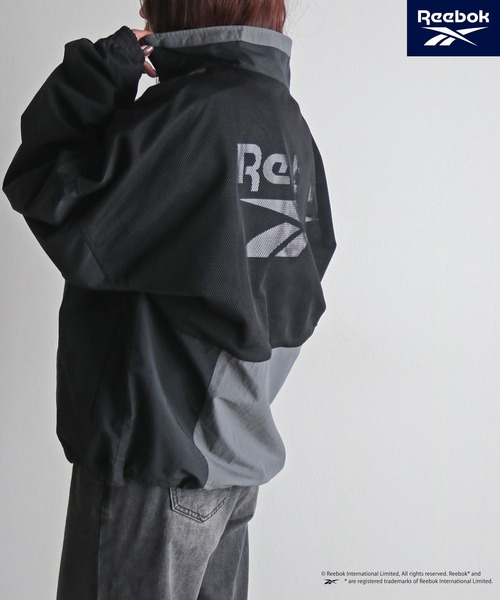 COURO（コウロ）の「【Reebok/リーボック】 別注 レトロデザインナイロンスタンドアノラック（ナイロンジャケット・レディース・ブラック/アイボリー/チャコールグレー・M/XL/L）」の12枚目の写真