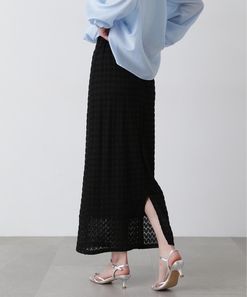 N.（N. Natural Beauty Basic）（エヌエヌナチュラルビューティーベーシック）の「レースストレートスカート（スカート・レディース・ブラック/オフホワイト・MEDIUM）」の19枚目の写真