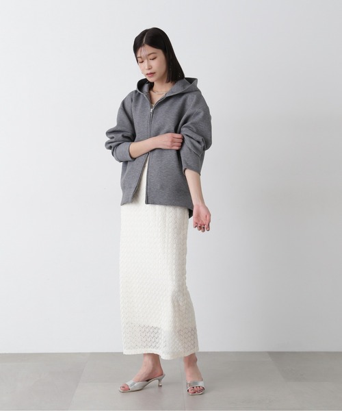 N.（N. Natural Beauty Basic）（エヌエヌナチュラルビューティーベーシック）の「レースストレートスカート（スカート・レディース・ブラック/オフホワイト・MEDIUM）」の5枚目の写真