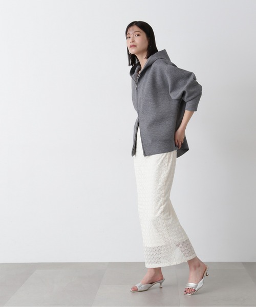 N.（N. Natural Beauty Basic）（エヌエヌナチュラルビューティーベーシック）の「レースストレートスカート（スカート・レディース・ブラック/オフホワイト・MEDIUM）」の7枚目の写真
