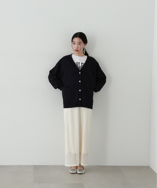 N.（N. Natural Beauty Basic）（エヌエヌナチュラルビューティーベーシック）の「レースストレートスカート（スカート・レディース・ブラック/オフホワイト・MEDIUM）」の16枚目の写真