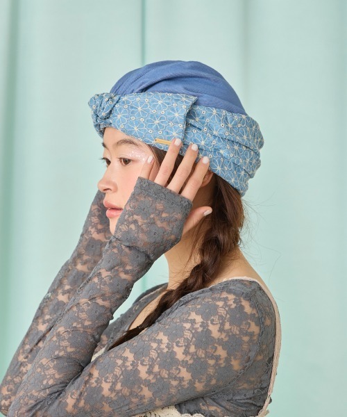 kaorinomori（カオリノモリ）の「kaorinomori ソーレイリボンキャップ / カオリノモリ（キャップ・レディース・ブルー/ライトブルー・58cm）」の4枚目の写真