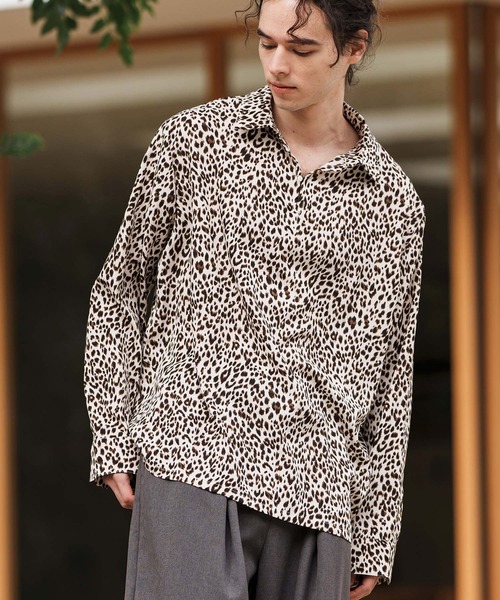 ms6005-レオパード柄スキッパーシャツLS（シャツ/ブラウス）｜CAMBIO