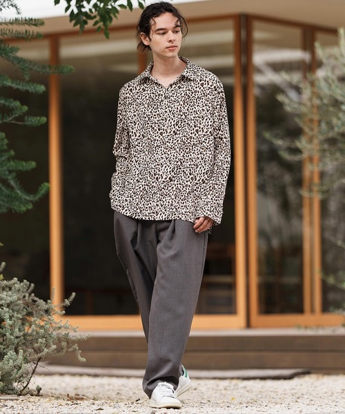 ms6005-レオパード柄スキッパーシャツLS（シャツ/ブラウス）｜CAMBIO