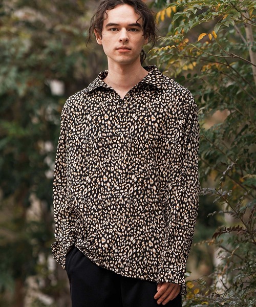 ms6005-レオパード柄スキッパーシャツLS（シャツ/ブラウス）｜CAMBIO