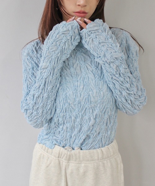 SANSeLF（サンセルフ）の「くしゅくしゅトップス【SANSeLF】 sanw25s021（その他トップス・レディース・ブラック/ライトブルー・FREE）」の10枚目の写真
