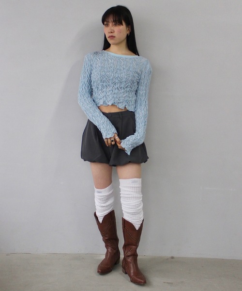 SANSeLF（サンセルフ）の「くしゅくしゅトップス【SANSeLF】 sanw25s021（その他トップス・レディース・ブラック/ライトブルー・FREE）」の12枚目の写真