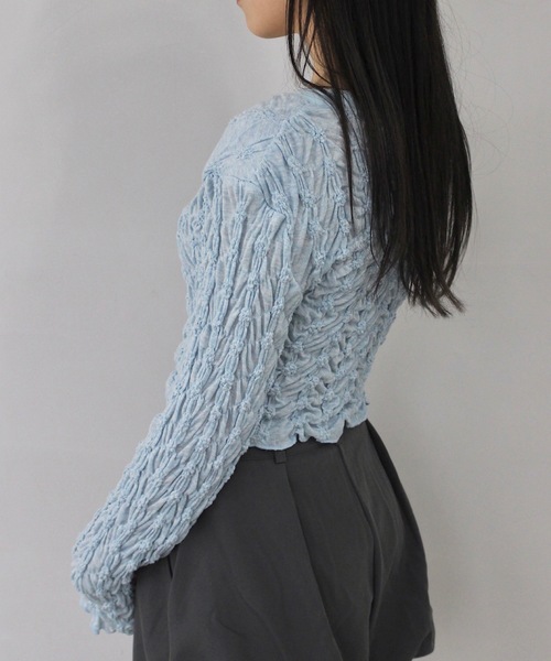 SANSeLF（サンセルフ）の「くしゅくしゅトップス【SANSeLF】 sanw25s021（その他トップス・レディース・ブラック/ライトブルー・FREE）」の13枚目の写真