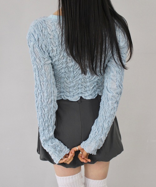 SANSeLF（サンセルフ）の「くしゅくしゅトップス【SANSeLF】 sanw25s021（その他トップス・レディース・ブラック/ライトブルー・FREE）」の15枚目の写真