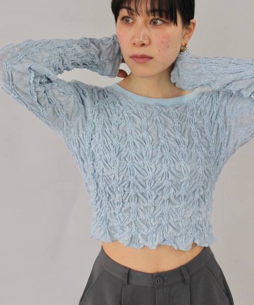 SANSeLF（サンセルフ）の「くしゅくしゅトップス【SANSeLF】 sanw25s021（その他トップス・レディース・ブラック/ライトブルー・FREE）」の16枚目の写真