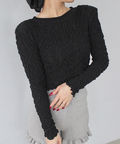 SANSeLF（サンセルフ）の「くしゅくしゅトップス【SANSeLF】 sanw25s021（その他トップス・レディース・ブラック/ライトブルー・FREE）」の19枚目の写真