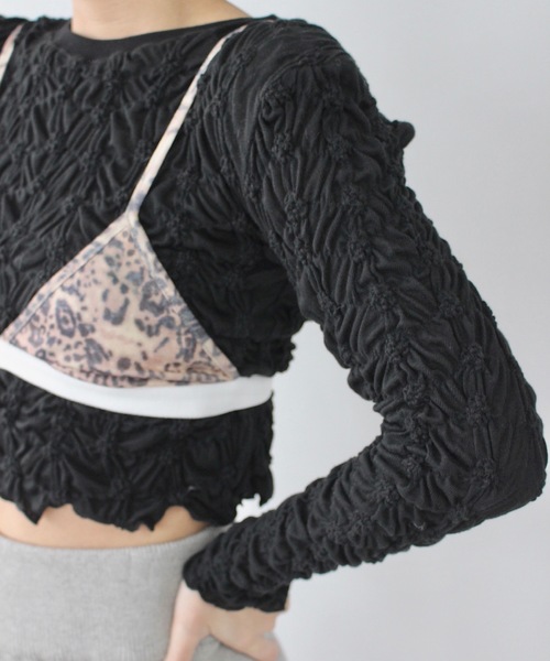 SANSeLF（サンセルフ）の「くしゅくしゅトップス【SANSeLF】 sanw25s021（その他トップス・レディース・ブラック/ライトブルー・FREE）」の3枚目の写真