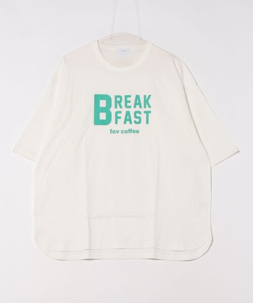 FOV(フォブ)の「フォブ BREAKFAST 6分袖 Tシャツ(Tシャツ/カットソー・レディース・ホワイト/グリーン/チャコールグレー・F)」の1枚目の写真