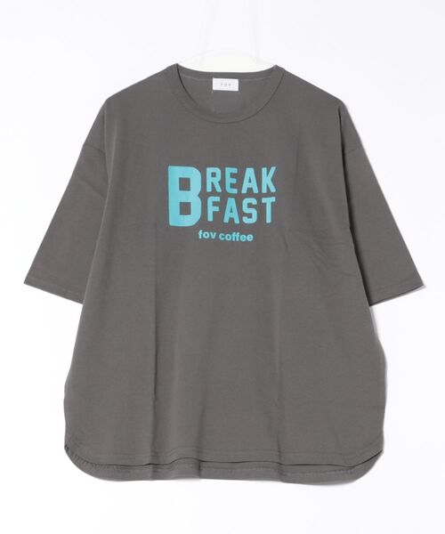 FOV(フォブ)の「フォブ BREAKFAST 6分袖 Tシャツ(Tシャツ/カットソー・レディース・ホワイト/グリーン/チャコールグレー・F)」の2枚目の写真