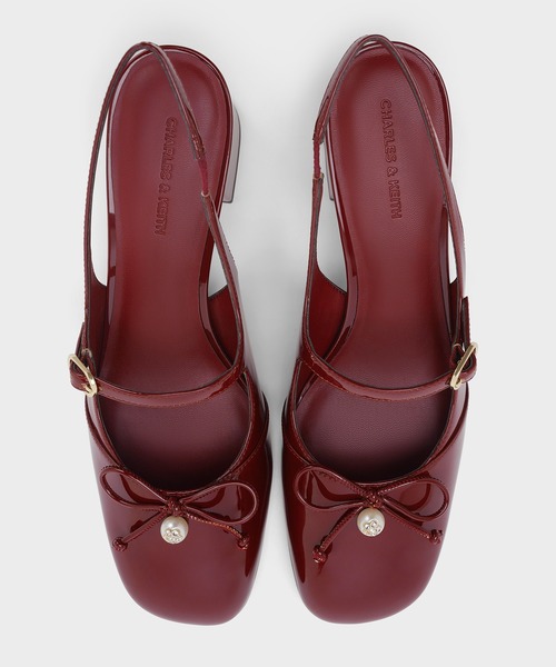 CHARLES & KEITH（チャールズ & キース）の「ボウクリスタルパール スリングバックメリージェーンパンプス（パンプス・レディース・ブラック系その他6/バーガンディー/オフホワイト・22cm/22.5cm/23cm/23.5cm/24.5cm/25cm/25.5cm/26.5cm）」の9枚目の写真